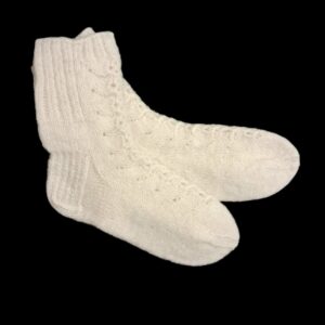 Dog wool socks "White braid" size 37-38 (M.M. no. 8)