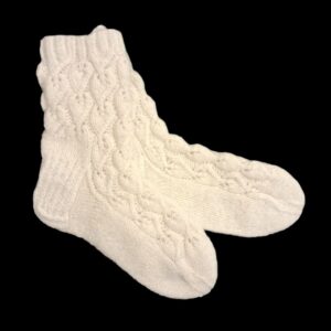 Dog wool socks "White braid" size 36-37 (M.M. no. 6)