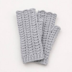 Grey crocheted fingerless gloves, size M (100% wool) F.N. (no. 106)